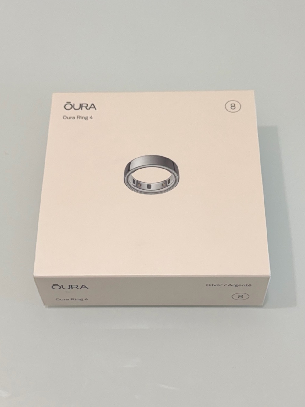 Oura Ring 4. Silver. Size 8.